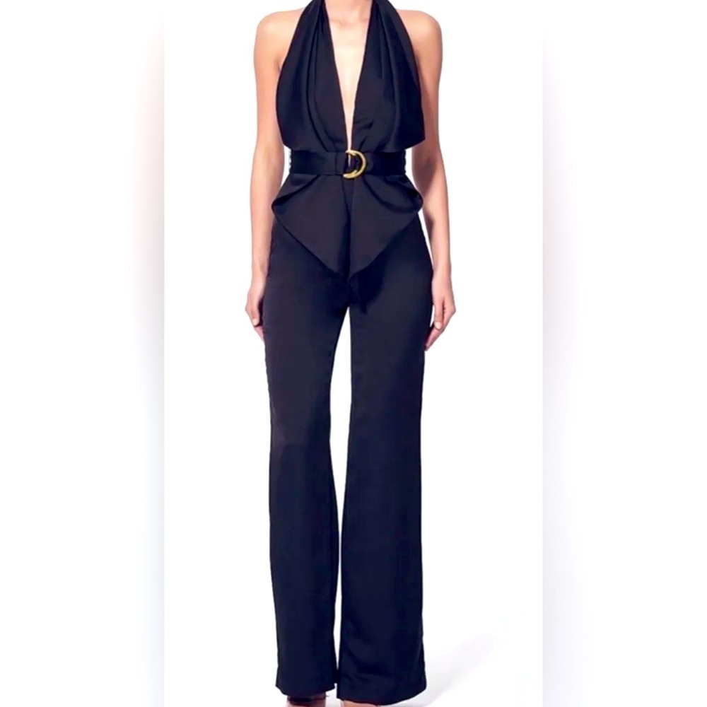 MISHA COLLECTION Elegant Black Halter Jumpsuit